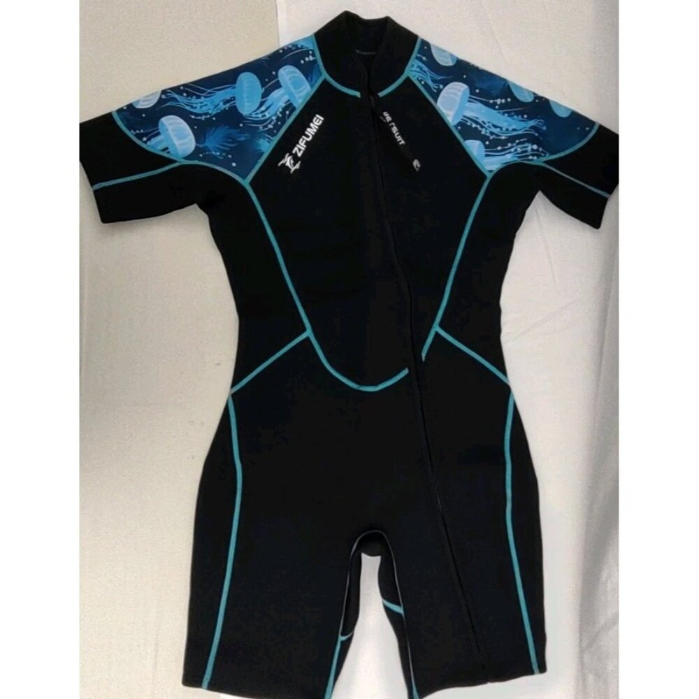 Zifumei Youth Size Large Black & Blue Shorty Short Body Diving Wet Suit